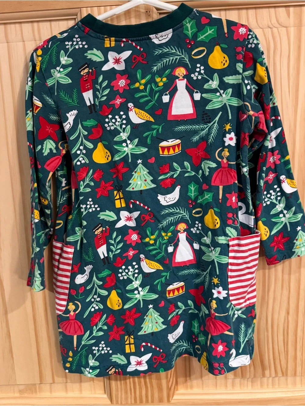 Kids 12 Days of Christmas‎ Long Sleeve Dress Green Cotton Holiday Nutcracker 120